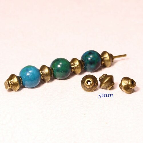 20 perles intercalaire mini soucoupe  bronze plat rond 5mm