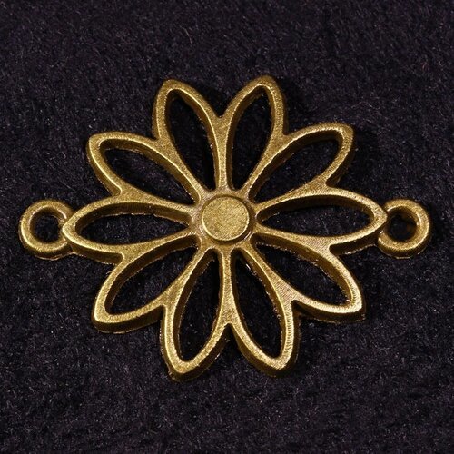8 connecteurs fleur marguerite  couleur  bronze 25x19mm