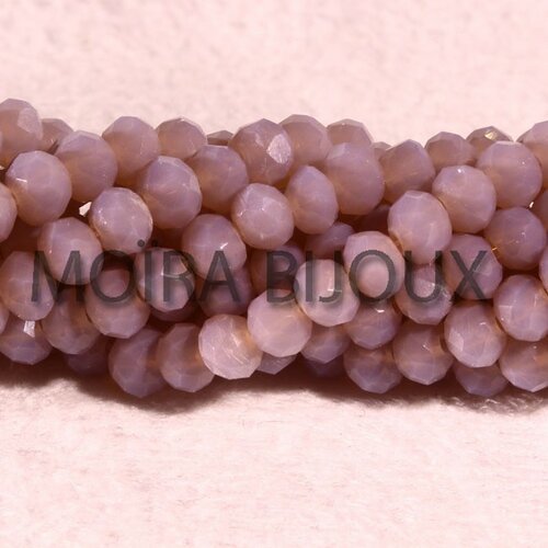 50 perles rondelles  en verre facettée lilas-mauve  4x3mm
