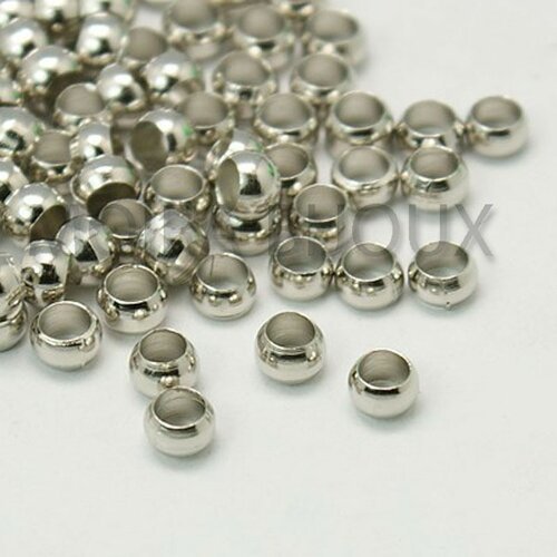 200 perles à ecraser laiton couleur argent platine  diametre interne 1mm