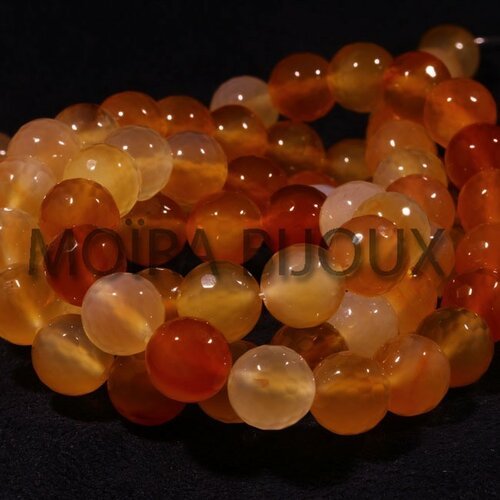 6 perles agate facettée orange transparente  10mm