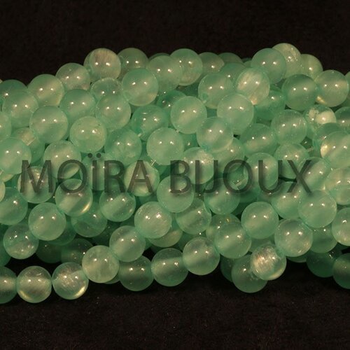 20 perles pierre jade ronde  vert lagon clair 6mm