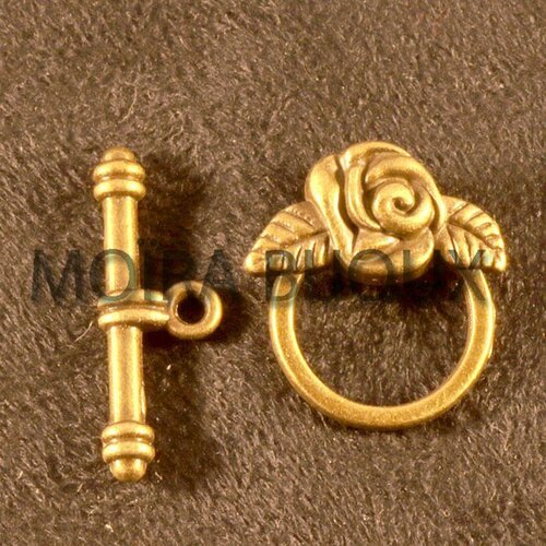 5 fermoirs toggle fleur ronds bronze 18mm