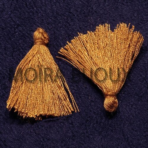 10 pompons breloque coton couleur ocre caramel  25x5mm