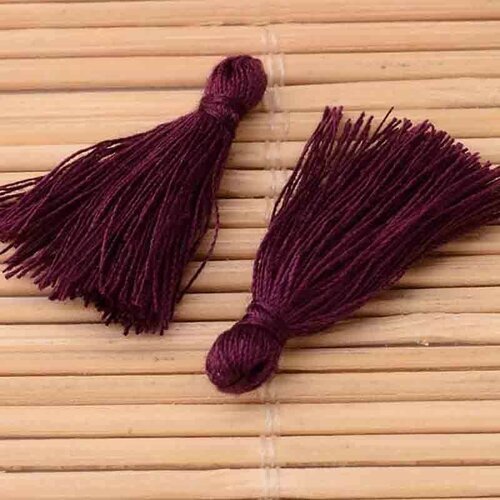 10 pompons breloque coton couleur prune violet 25x5mm