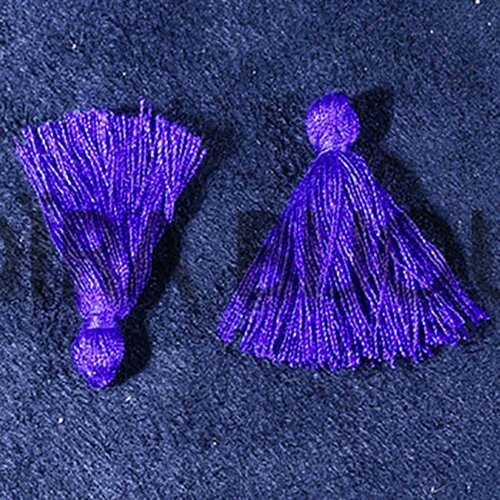 10 pompons breloque coton couleur bleu violet 25x5mm