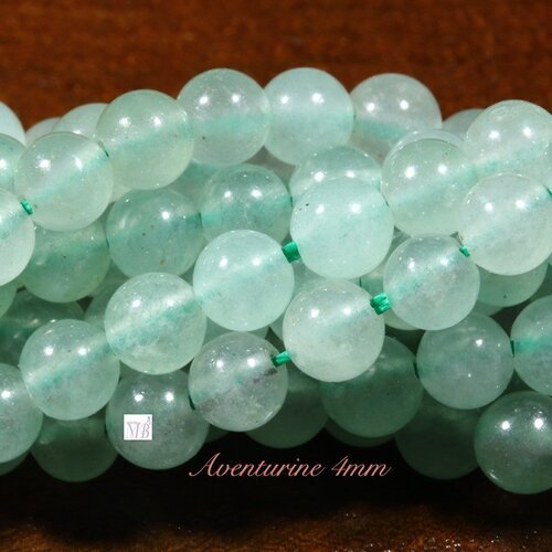 20 perles pierre jade aventurine  vert pâle ronde 4mm
