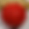 1 perle  sculptée cinabre rouge ronde 22mm