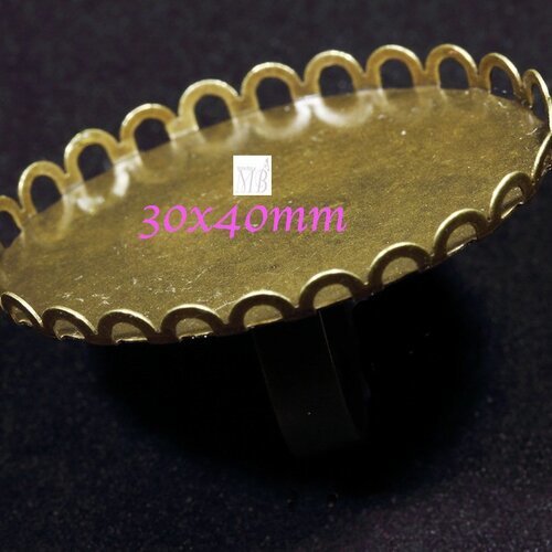 Bague support cabochon ovale bronze 30x40mm