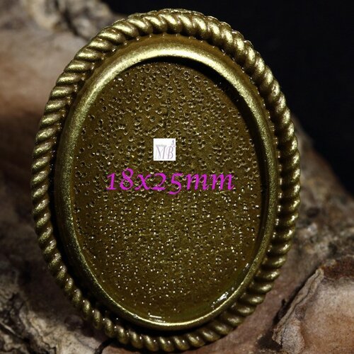 Bague support cabochon ovale bronze 18x25mm