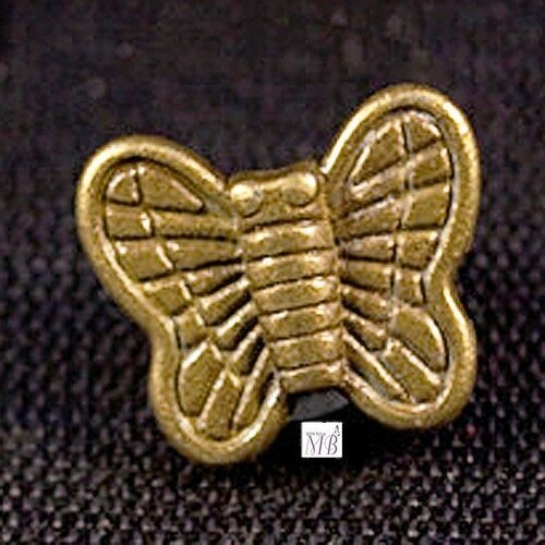 10 perles intercalaires papillon bronze relief 10x8mm