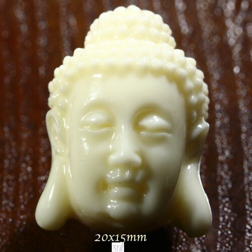 4 têtes de bouddha crème corail synthétique  percées 20x15mm