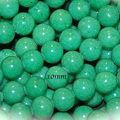 10 perles pierre jade ronde vert émeraude 10mm
