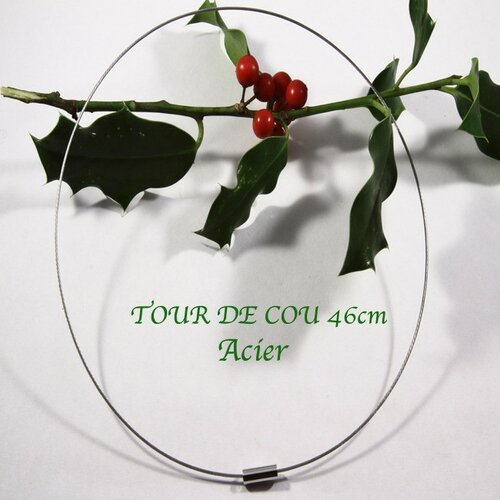 Tours de cou acier gainé couleur gris acier 14,5cm x1  pièce