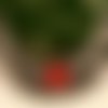 1 chandelier connecteur argenté ethnique emaillé rouge vif   ovale 54x19mm