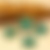 5 sequins carré vert émaillés laiton 8mm