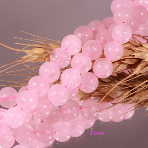 10 perles de quartz rose rondes diametre 8mm