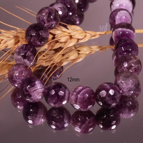 10 perles d'améthyste facettée qualité a violet /prune  diamètre 12mm
