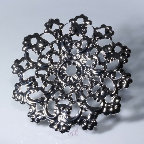 4 estampes fleur ronde vif argent ciselés 45mm