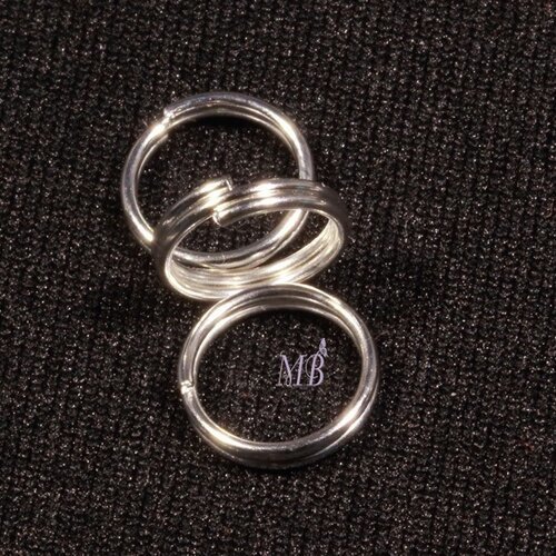 50 anneaux double métal argenté silver vif diamètre 10mm
