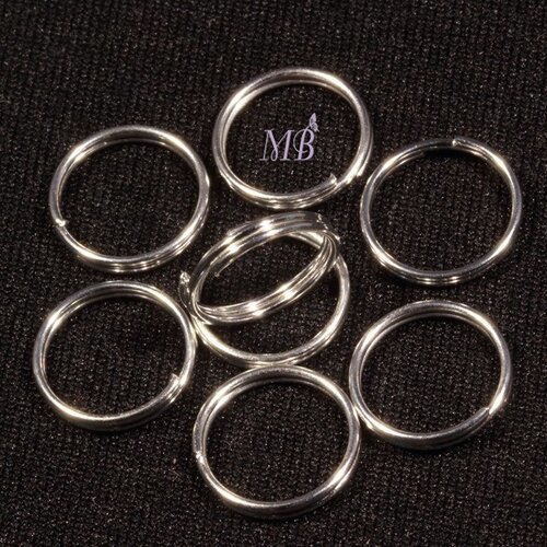 150 anneaux double métal argenté silver vif diamètre 8mm
