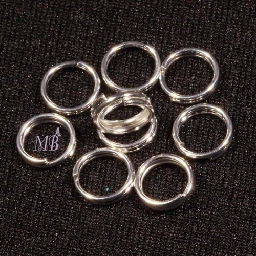 50 anneaux double métal argenté silver vif diamètre 6mm