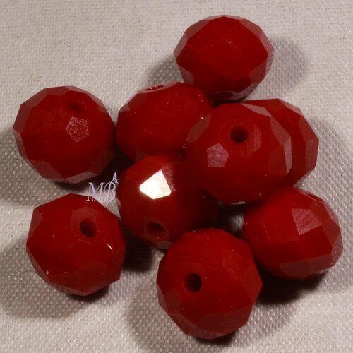 20 perles boulier en verre facettée rouge passion 10mm