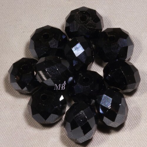 30 perles boulier en verre facettée noir prisme 10mm