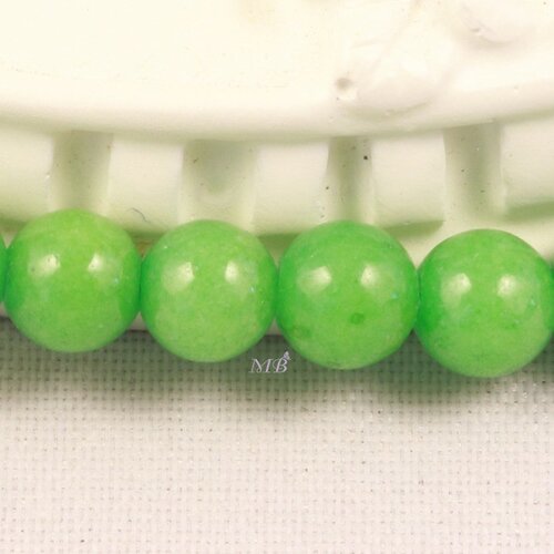 20 perles pierre jade vert "apple orchad "rondes 4mm