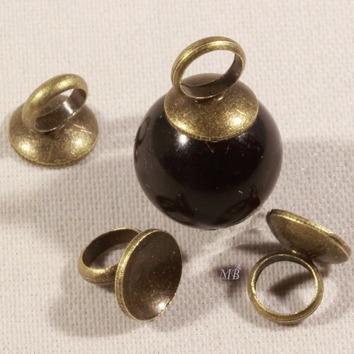 10 coupelles de  perles rondes  couleur bronze largeur 5mm