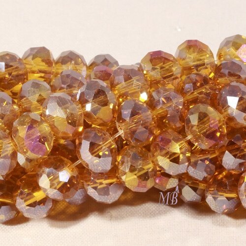 Lot de 50 perles boulier en verre facetté miel prisme mauve 8x5mm