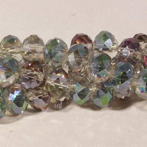 20 perles boulier en verre facetté transparent multiprisme  8x5mm