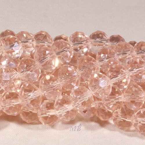 20 perles boulier en verre facetté rose pâle 8x5mm