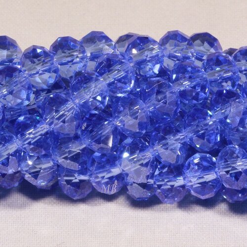 20 perles boulier en verre facettée bleu royal  6x4mm