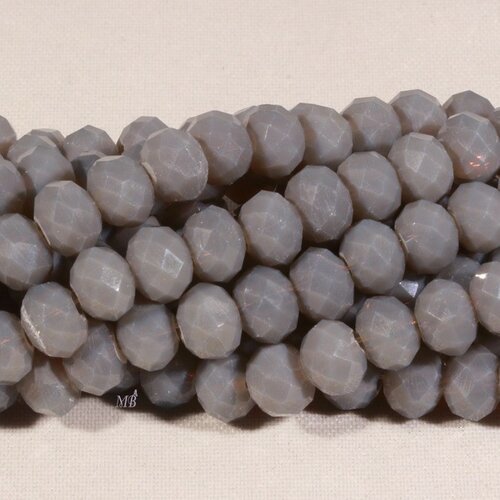 20 perles boulier en verre facettée gris  souris  6x4mm
