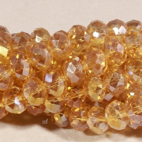 20 perles boulier en verre facettée doré prisme mauve 6x4mm