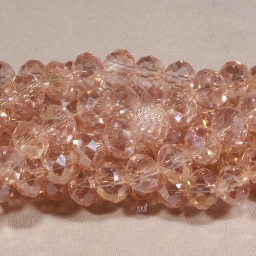 Perles boulier x50 en verre facettée rose tendre 6x4mm