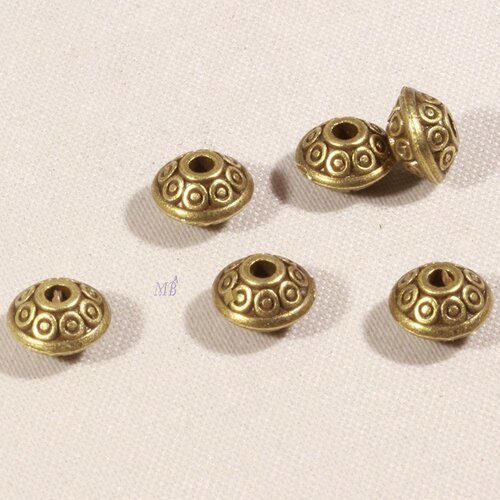 20 perles intercalaires forme soucoupe bronze 6x4mm