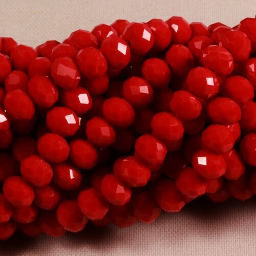 50 perles boulier en verre facettée rouge à prisme 4x3mm