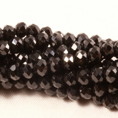 Lot de 50 perles boulier en verre facettée noir à prisme 3,5mm