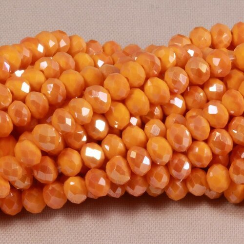 4mm lot de 50 perles boulier en verre facettée orange à prisme  4x3mm