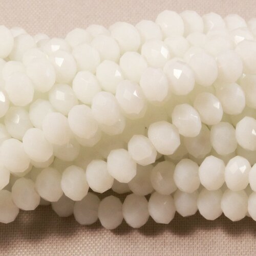 Lot de 50 perles boulier en verre facettée blanc pur 4x3mm