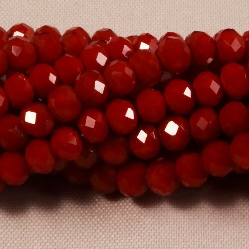 Lot de 50 perles boulier en verre facettée rouge passion  4x3mm