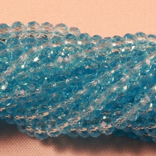 50 perles boulier en verre facettée bleu azur 4x3mm