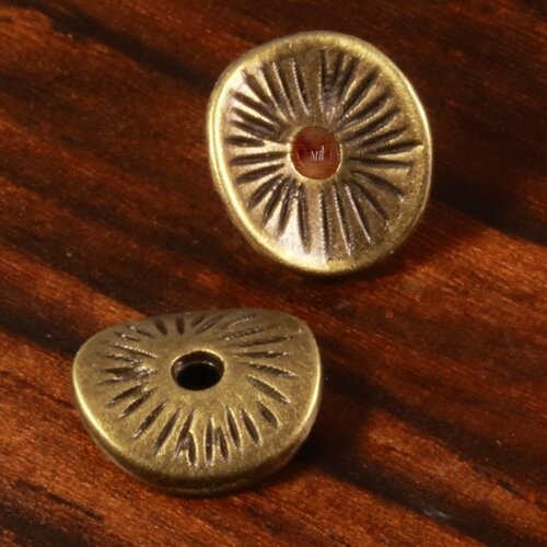 20 perles intercalaires bronze chips bombées 9,5x8,5mm