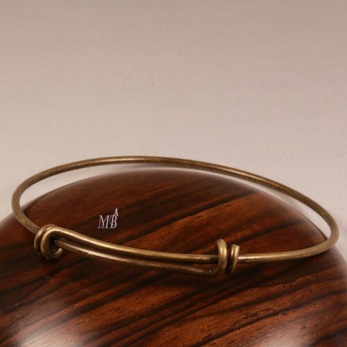 1 support bracelet bangle jonc bronze réglable +/-60mm