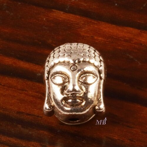 10 perles intercalaire tête de bouddha argent 11x9mm