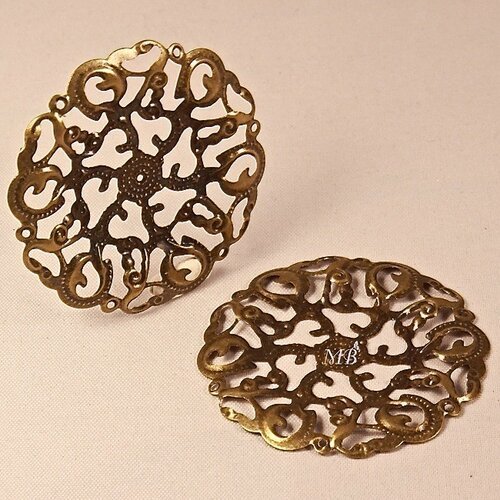 4 estampes pendentif filigrane bronze ciselés 44mm