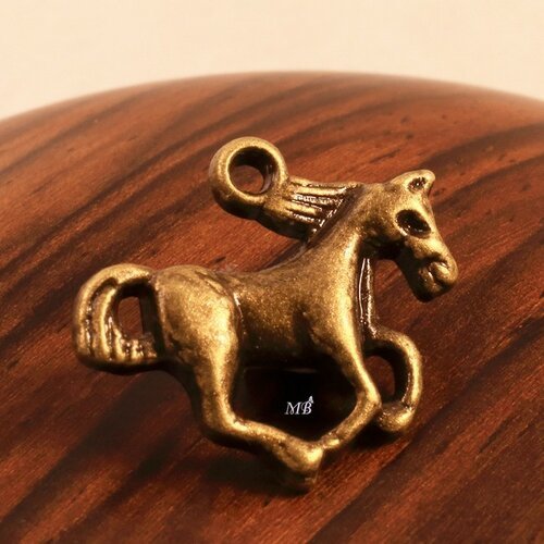 10 breloques pendentifs cheval bronze diamètre 15x20mm