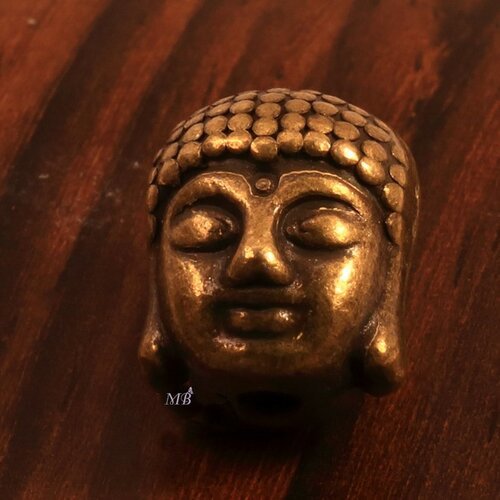 10 perles intercalaires tête de  bouddha bronze 11x9mm